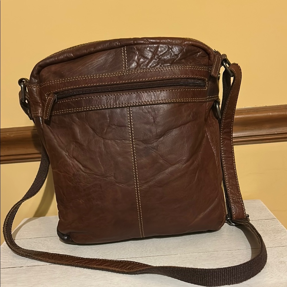 Jack George Voyager Brown Leather Men's Crossbody Bag - Picture 2 of 12